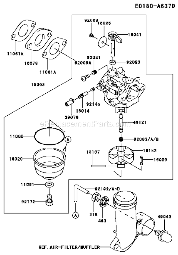 Kawasaki FJ180V-AS24 4 Stroke Engine Page C Diagram