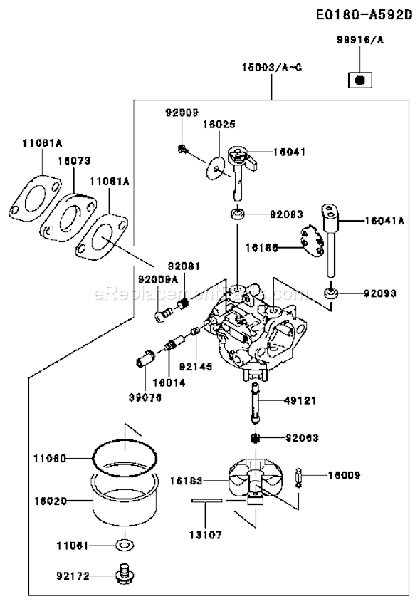 Kawasaki FJ180V-BS14 4 Stroke Engine Page B Diagram