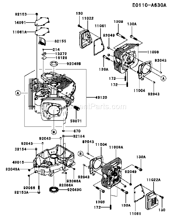 Kawasaki FX691V-AS00 4 Stroke Engine Page E Diagram