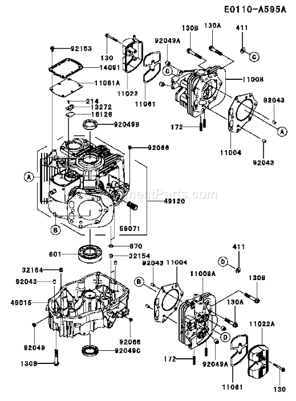 Kawasaki FX850V-AS07 4 Stroke Engine Page E Diagram