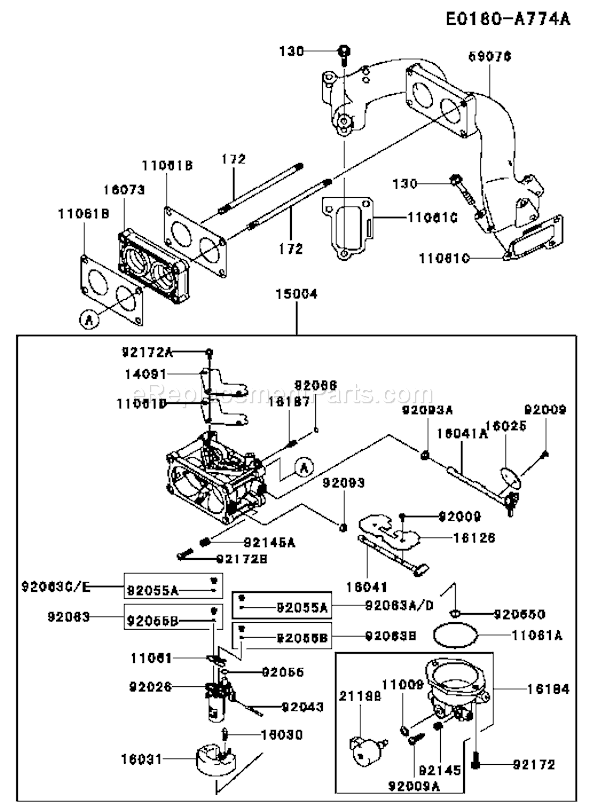 Kawasaki FX921V-AS00 4 Stroke Engine Page B Diagram
