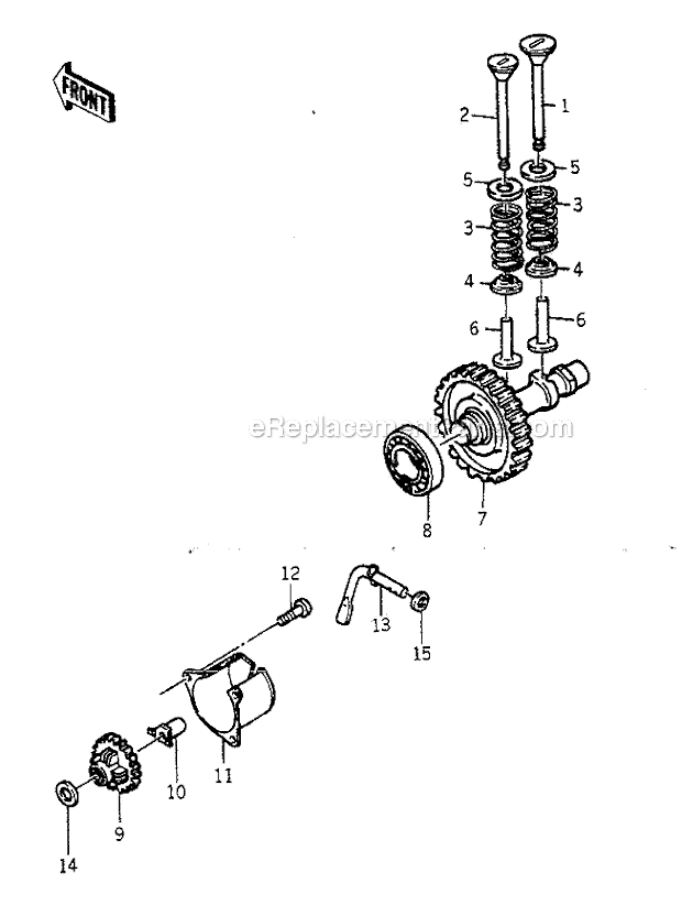 Kawasaki GA3200A Generator ValvesCamshaftGovernor Diagram