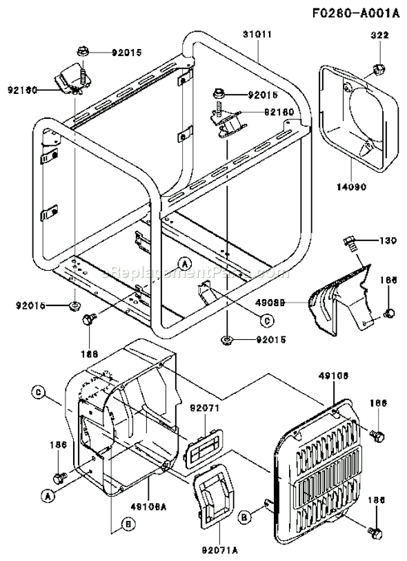 Kawasaki GE2200A-BS01 Generator Page H Diagram