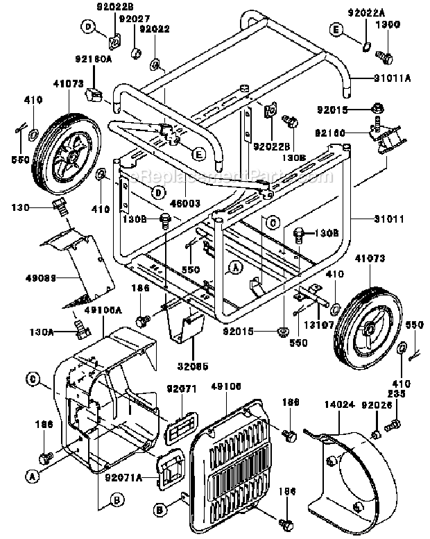 Kawasaki GE5000A (BS00) Generator Frame Diagram