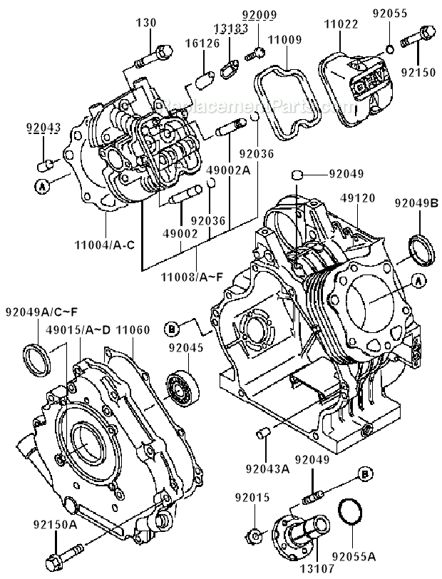 Kawasaki GE5000A (BS00) Generator CylinderCrankcase Diagram