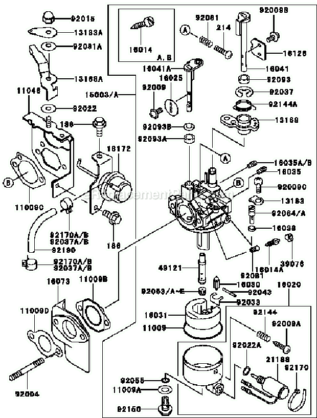 Kawasaki GE5000A (DS00) Generator Carburetor Diagram