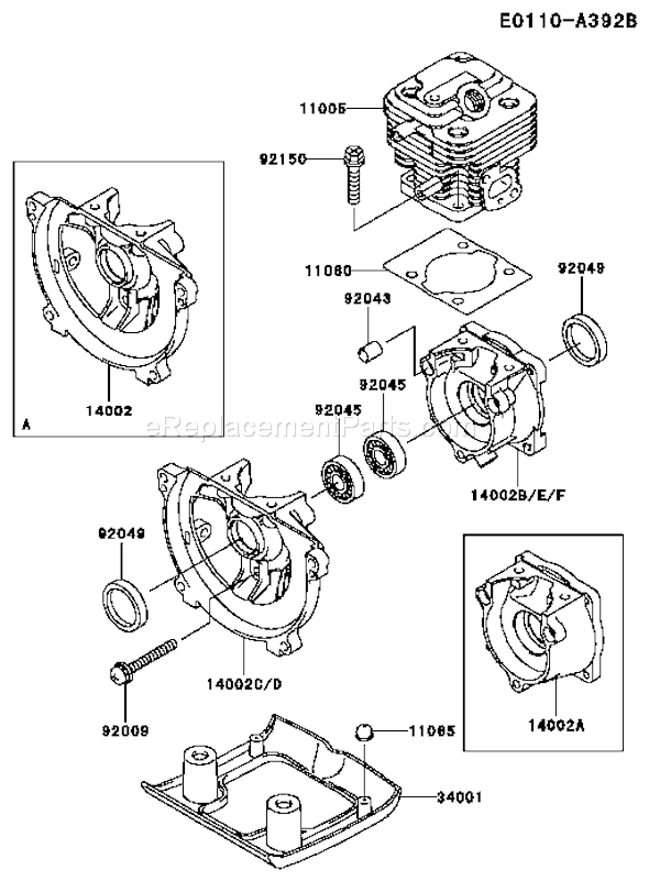 Kawasaki KBL26A-AS01 (HA026F) String Trimmer Page E Diagram
