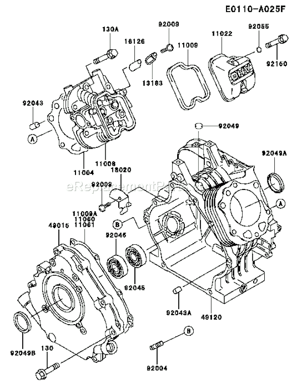 Kawasaki KWT30A-BS00 (HF080A) 3" Trash Pump Page E Diagram