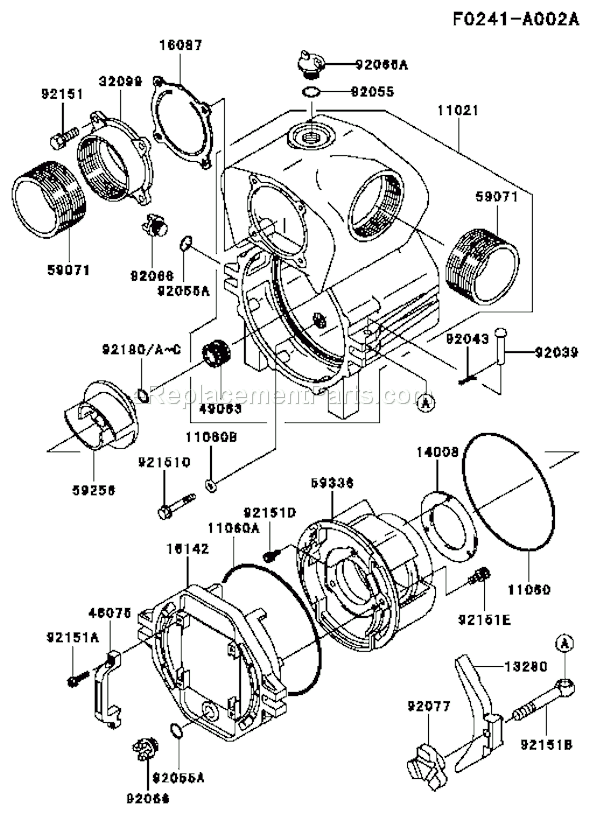 Kawasaki KWT40A-BS00 (HF100A) 4" Trash Pump Page I Diagram