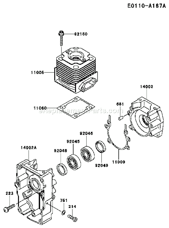 Kawasaki TEX45D-AG20 2 Stroke Engine Page D Diagram