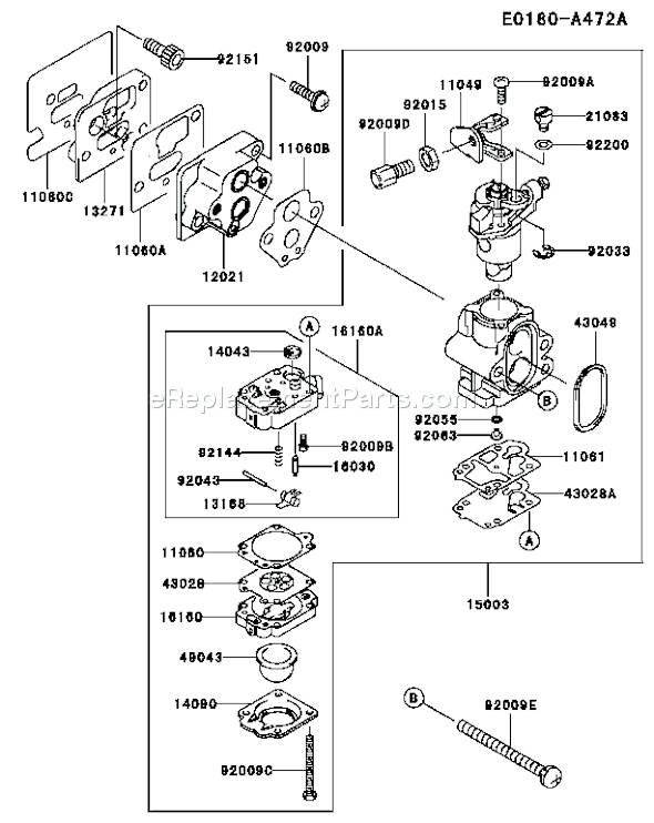 Kawasaki TH026D-AD06 2 Stroke Engine Page B Diagram