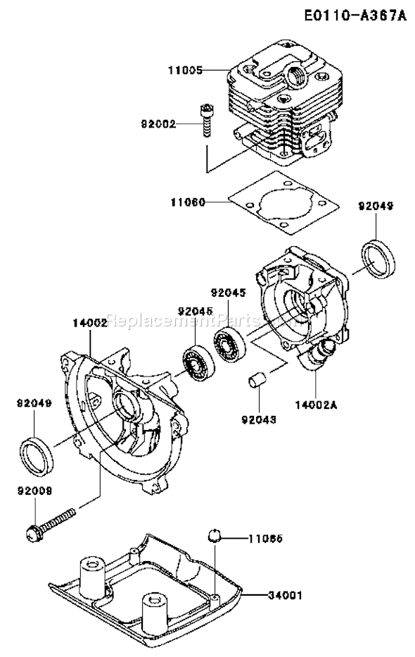 Kawasaki TH026D-AD06 2 Stroke Engine Page D Diagram