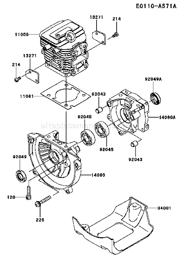 Kawasaki TJ027E-BC00 2 Stroke Engine Page D Diagram