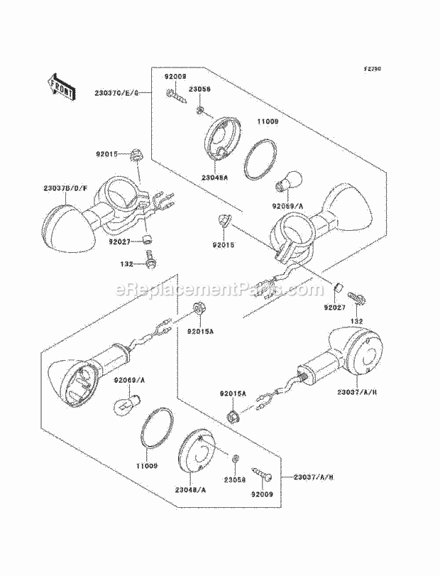 Kawasaki BN125-A7 (2004) Motorcycle Turn Signals Diagram