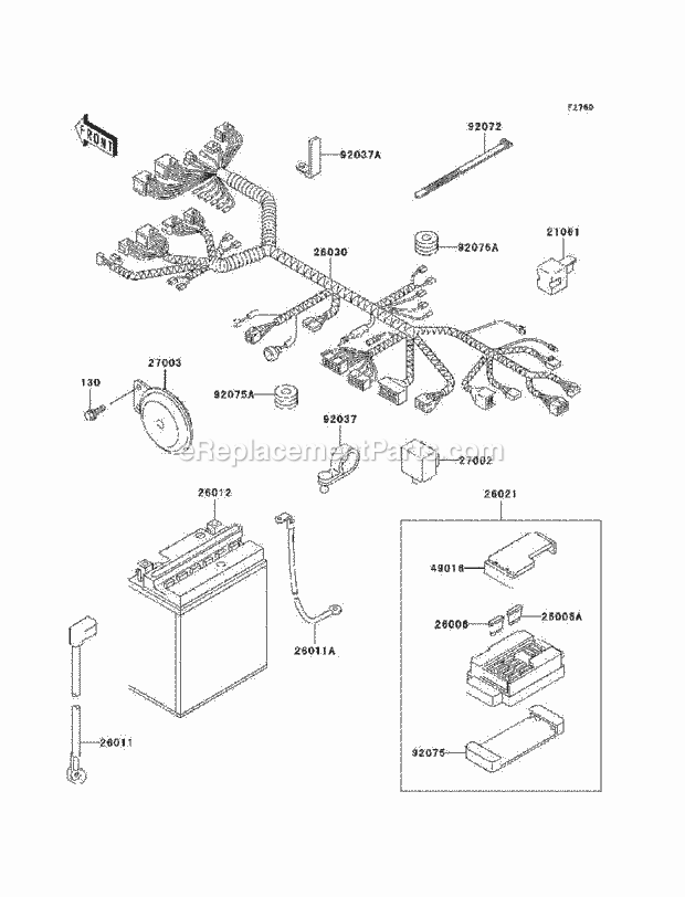 Kawasaki EN500-C9F (2009) Vulcan 500 LT Motorcycle Chassis Electrical Equipment Diagram