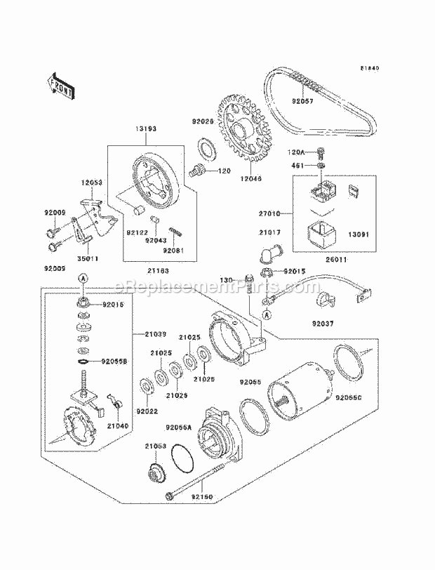 Kawasaki EN500-C9F (2009) Vulcan 500 LT Motorcycle Starter Motor Diagram