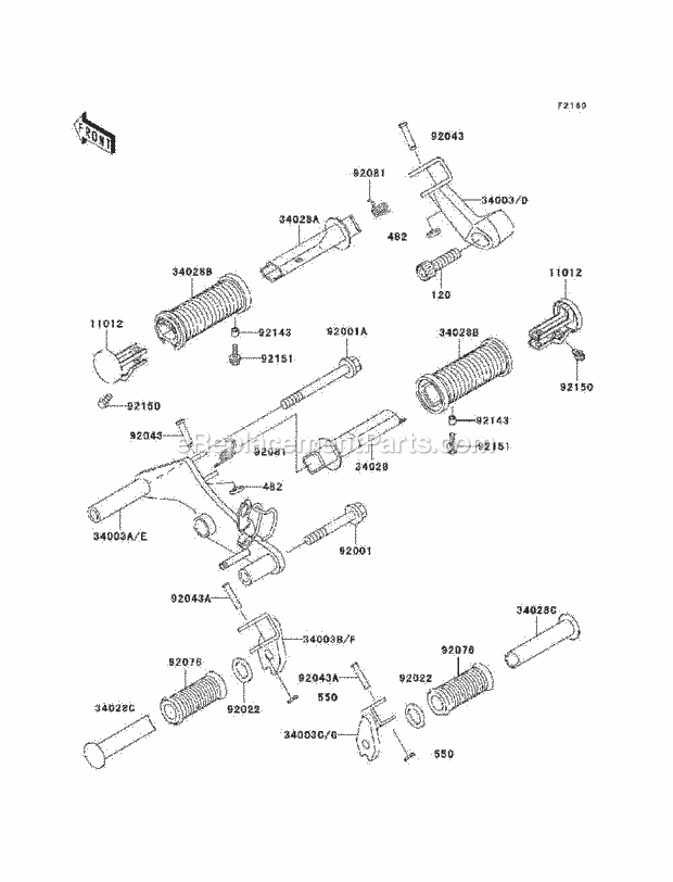 Kawasaki EN500-C9F (2009) Vulcan 500 LT Motorcycle Footrests Diagram