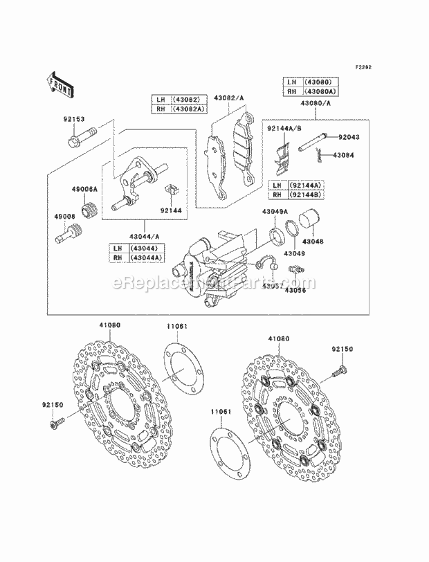 Kawasaki ER650-C9F (2009) Motorcycle Front Brake Diagram