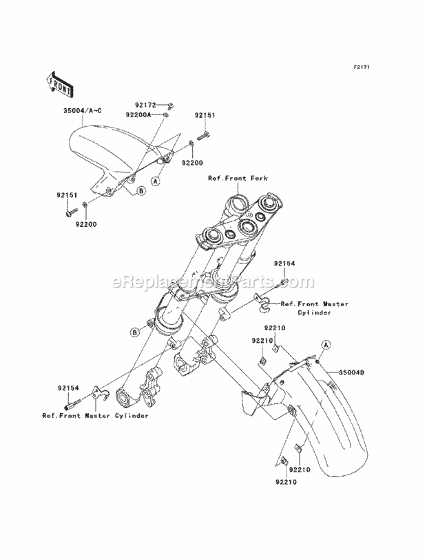 Kawasaki ER650-C9F (2009) Motorcycle Front Fender(S) Diagram