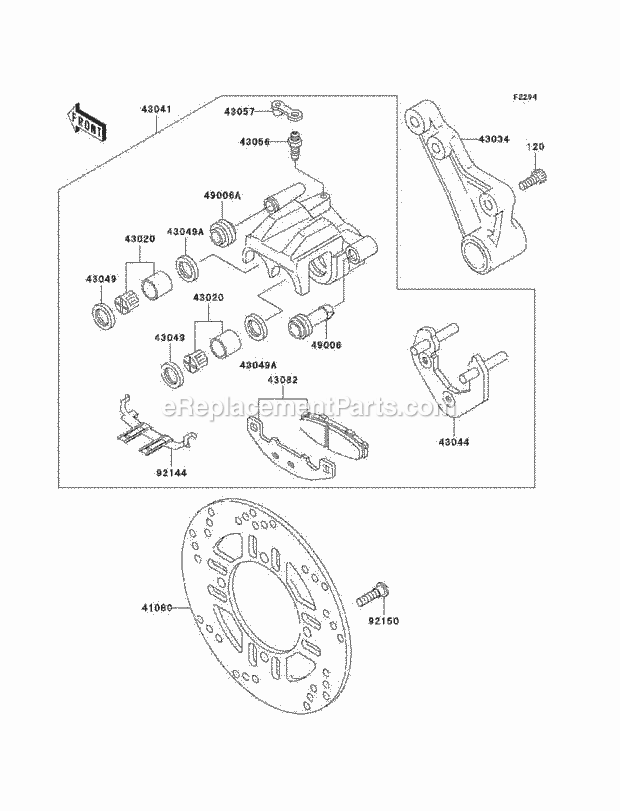 Kawasaki EX250-F17 (2003) Motorcycle Rear Brake(F15-F17) Diagram