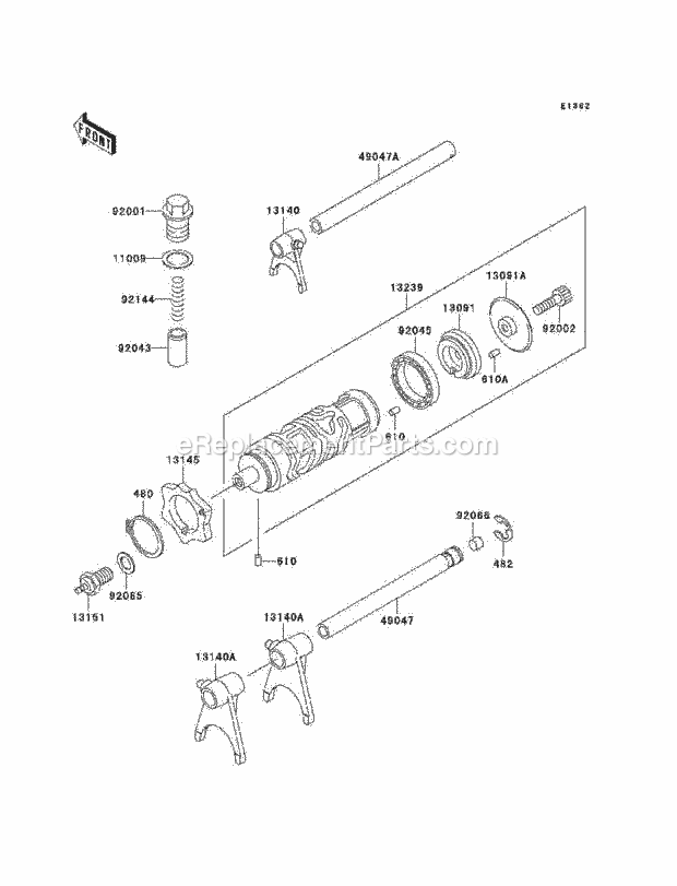 Kawasaki EX250-F17 (2003) Motorcycle Gear Change Drum/Shift Fork(S) Diagram