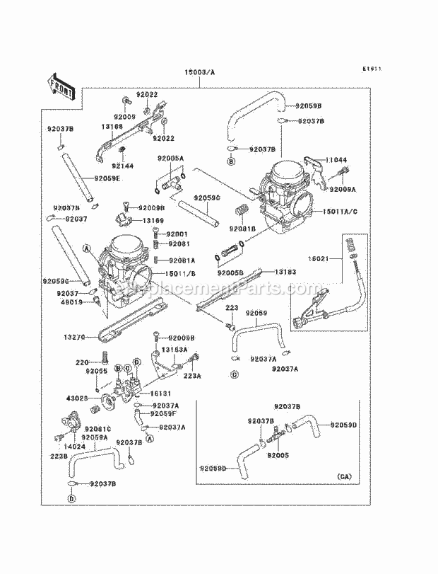 Kawasaki EX250-F17 (2003) Motorcycle Carburetor Diagram