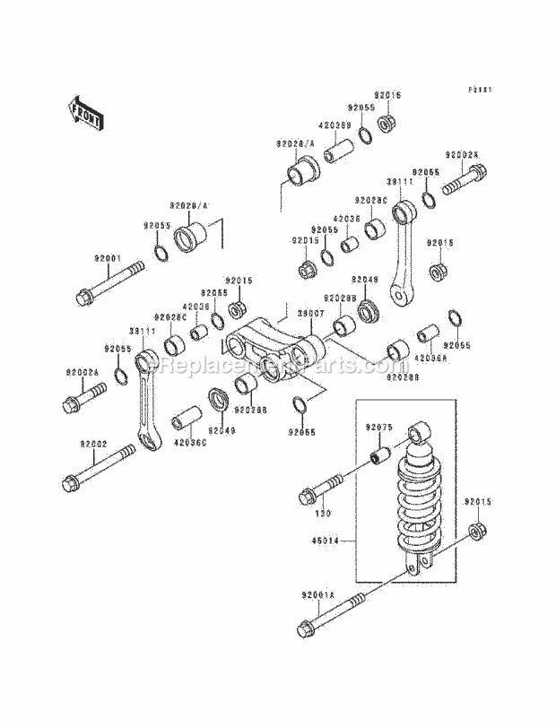 Kawasaki EX250-F7 (1993) Motorcycle Suspension/Shock Absorber Diagram