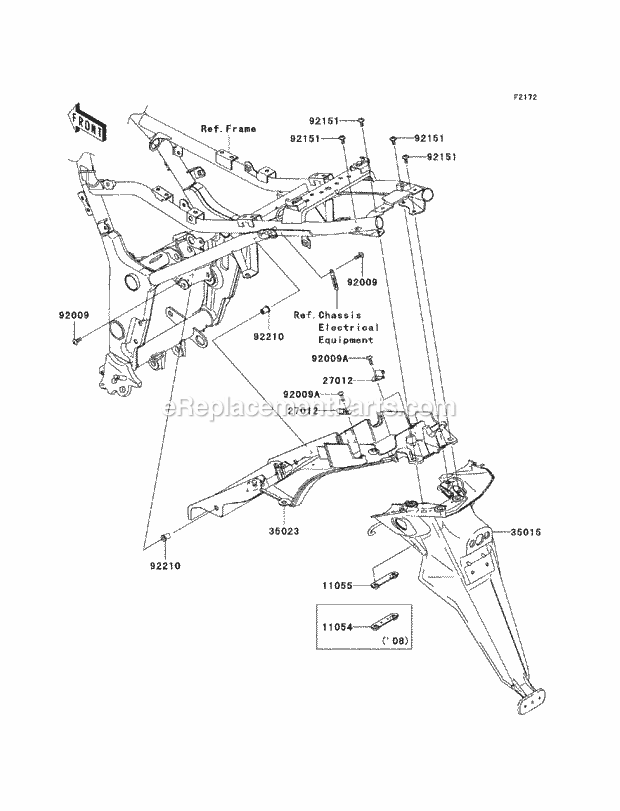 Kawasaki EX250-JAF (2010) Ninja 250 Motorcycle Rear Fender(S) Diagram