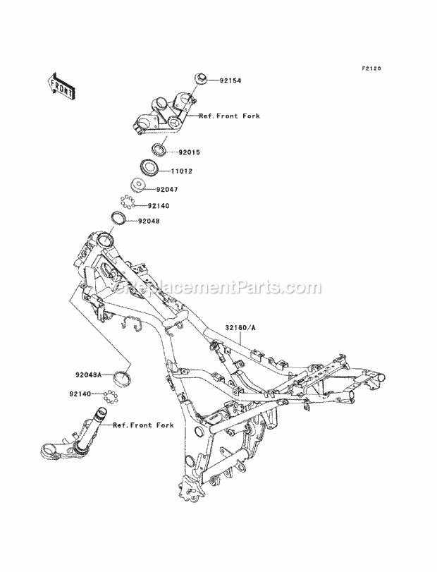 Kawasaki EX250-JAF (2010) Ninja 250 Motorcycle Frame Diagram