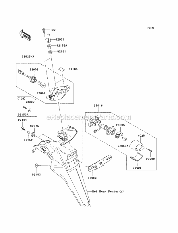 Kawasaki EX250-JAF (2010) Ninja 250 Motorcycle Taillight(S) Diagram