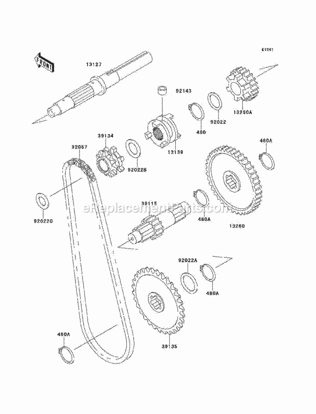 Kawasaki KAF300-B1 Mule Transmission Diagram