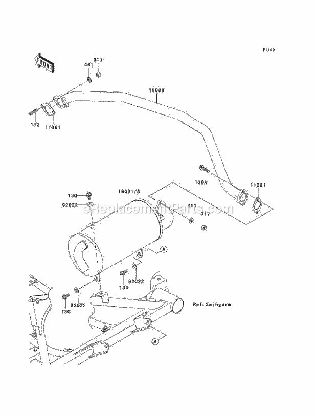 Kawasaki KAF400-A9F (2009) Mule Mufflers Diagram