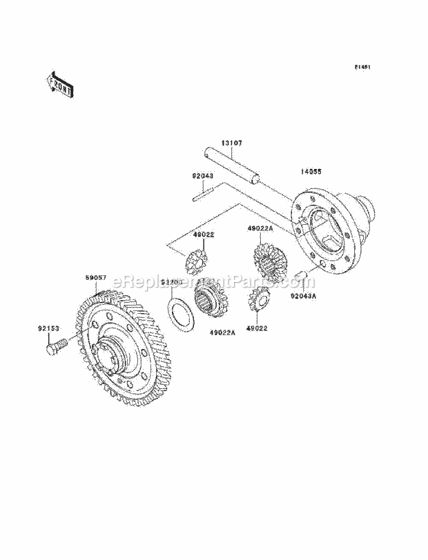 Kawasaki KAF400-A9F (2009) Mule Differential Diagram