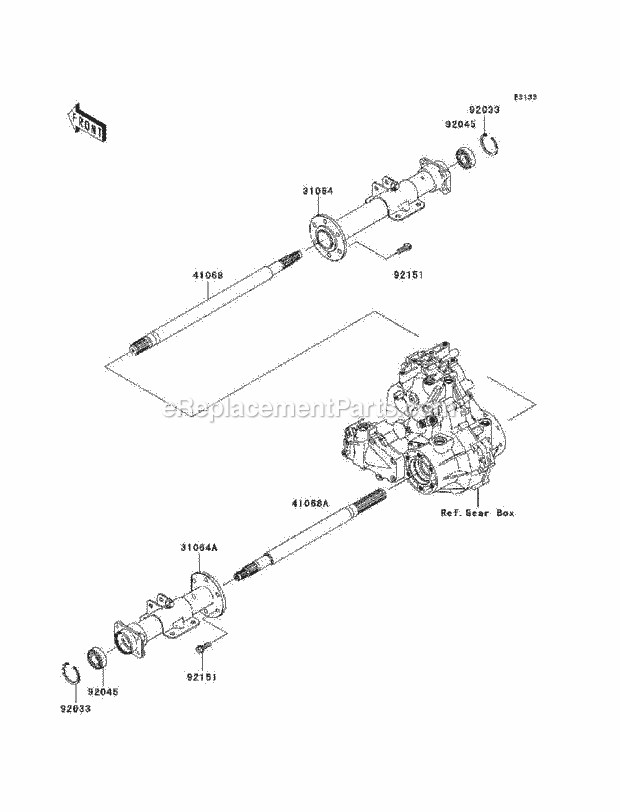 Kawasaki KAF400-A9F (2009) Mule Rear Axle Diagram