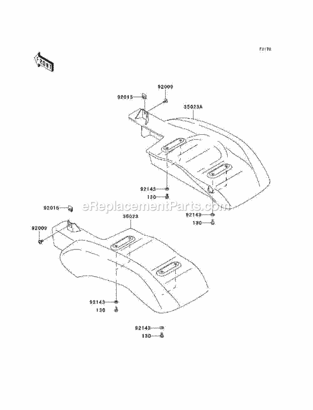 Kawasaki KAF400-A9F (2009) Mule Rear Fenders Diagram