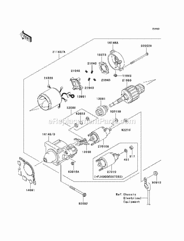 Kawasaki KAF400-A9F (2009) Mule Starter Motor Diagram