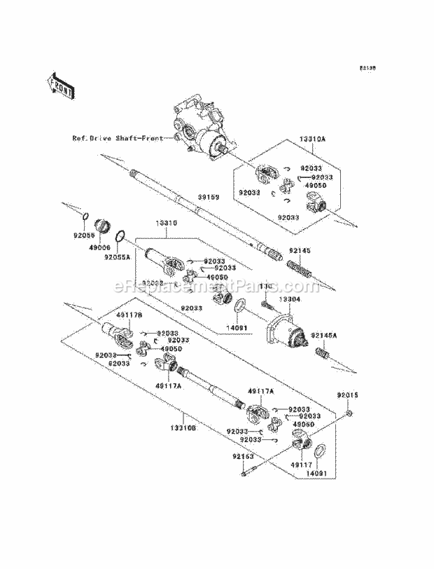 Kawasaki KAF400-AAF (2010) Mule Drive Shaft-Propeller Diagram