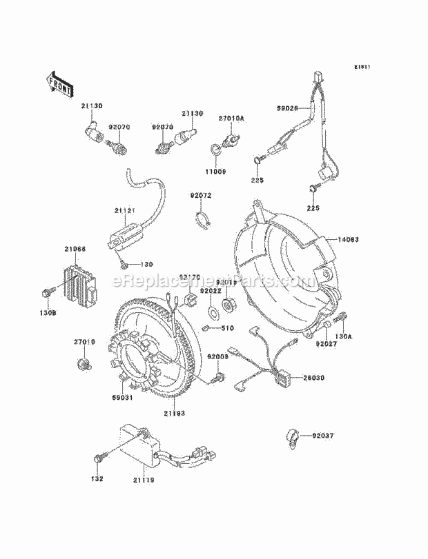 Kawasaki KAF620-B3 Mule Generator/Ignition Coil Diagram