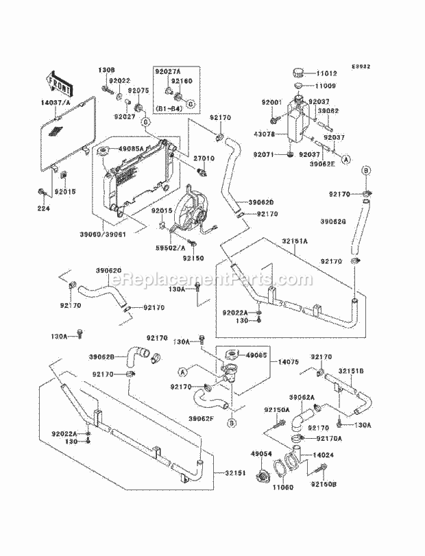 Kawasaki KAF620-B3 Mule Radiator Diagram