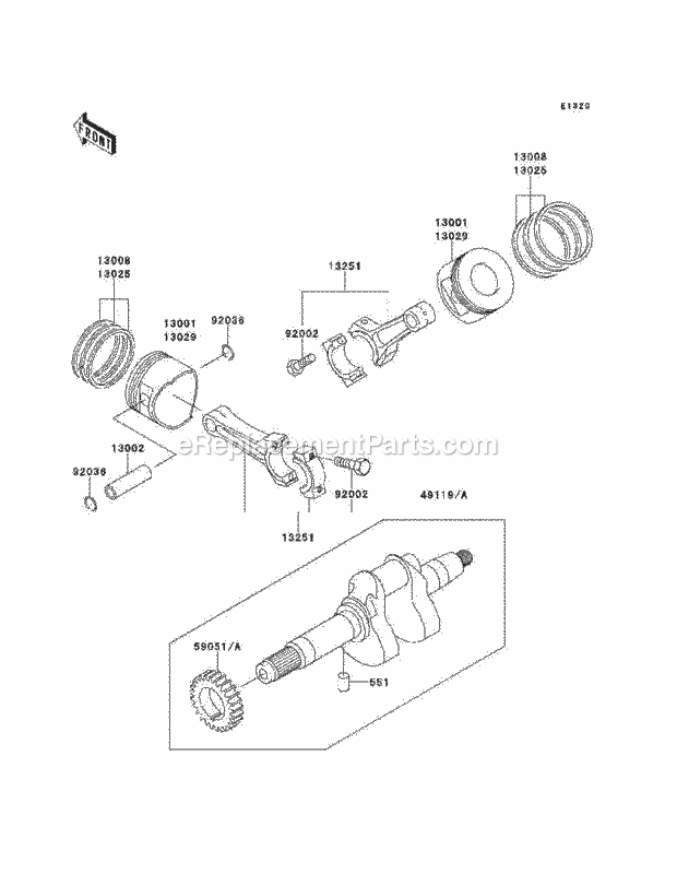 Kawasaki KAF620-C1 Mule Crankshaft/Pistons Diagram