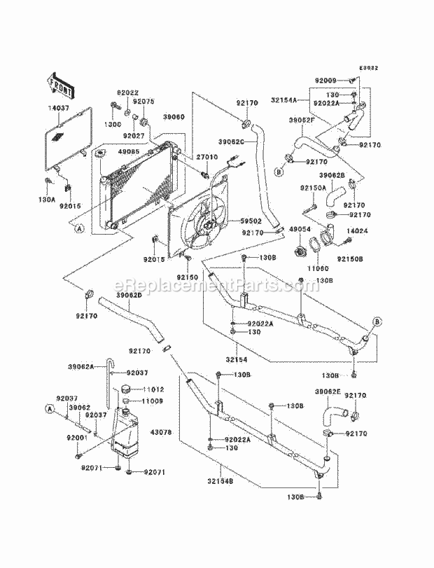 Kawasaki KAF620-K1 (2005) Mule Radiator Diagram