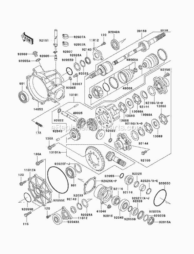 Kawasaki KAF620-K1 (2005) Mule Drive Shaft-Front Diagram