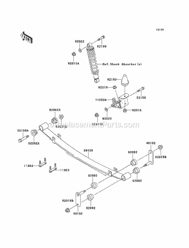 Kawasaki KAF620-K1 (2005) Mule Rear Suspension Diagram