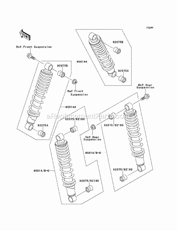 Kawasaki KLF220-A12 (1999) Bayou 220 Shock Absorber, S Diagram