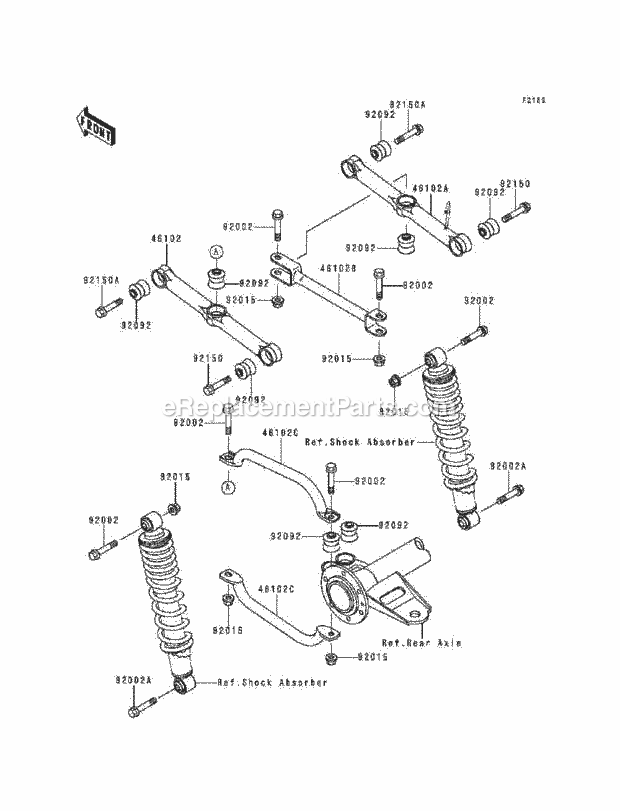 Kawasaki KLF220-A8 (1995) Bayou 220 ATV Rear Suspension Diagram