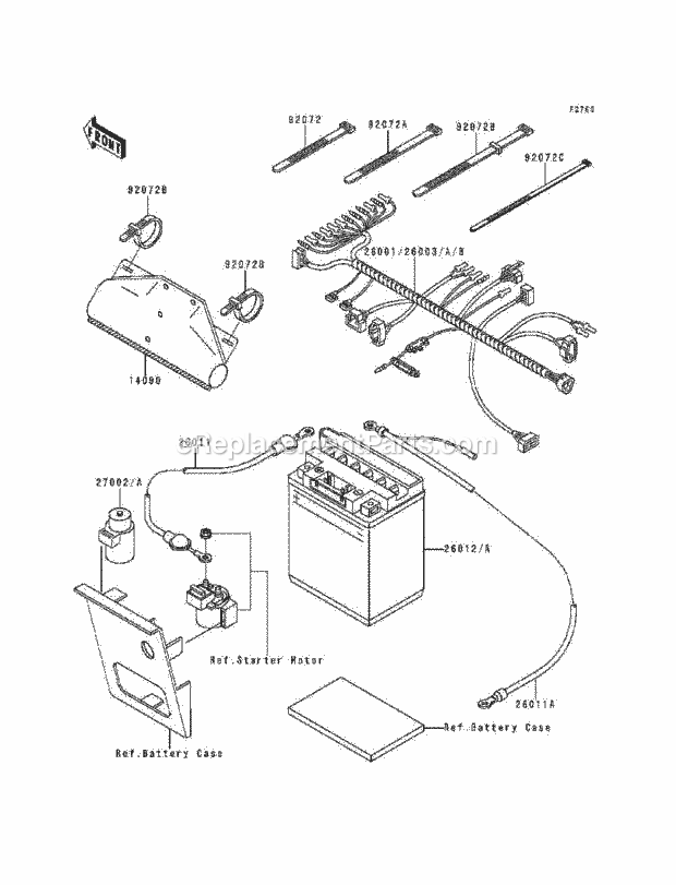 Kawasaki KLF220-A9 (1996) Bayou 220 ATV Chassis Electrical Equipment Diagram