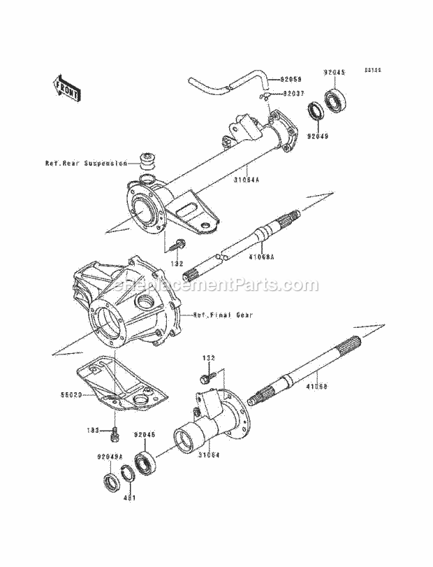 Kawasaki KLF220-A9 (1996) Bayou 220 ATV Rear Axle Diagram