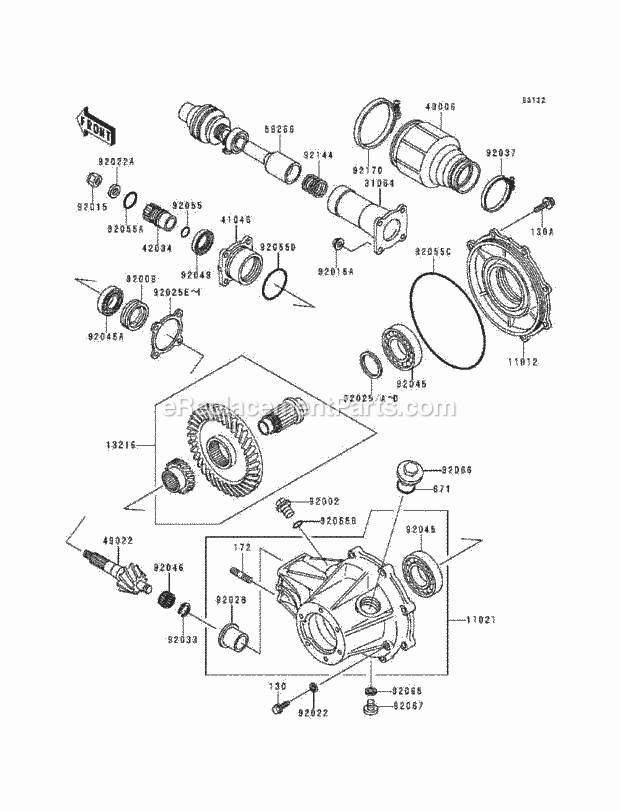 Kawasaki KLF220-A9 (1996) Bayou 220 ATV Drive Shaft/Final Gear Diagram