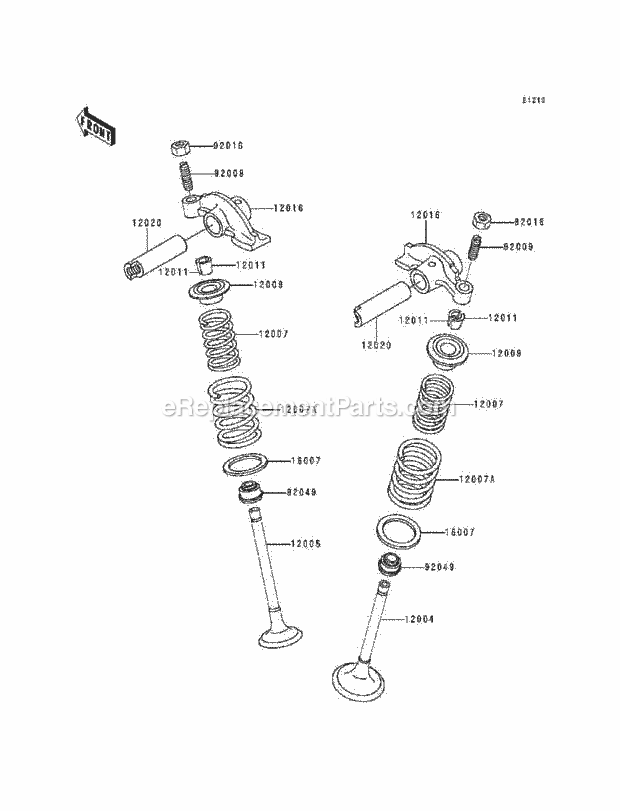 Kawasaki KLF220-A9 (1996) Bayou 220 ATV Valve, S Diagram