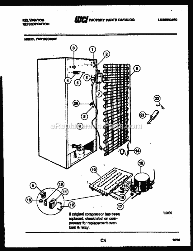 Kelvinator FAK190GN0V Side-By-Side Refrigerator - Side by Side - Lk30589460 System and Automatic Defrost Parts Diagram